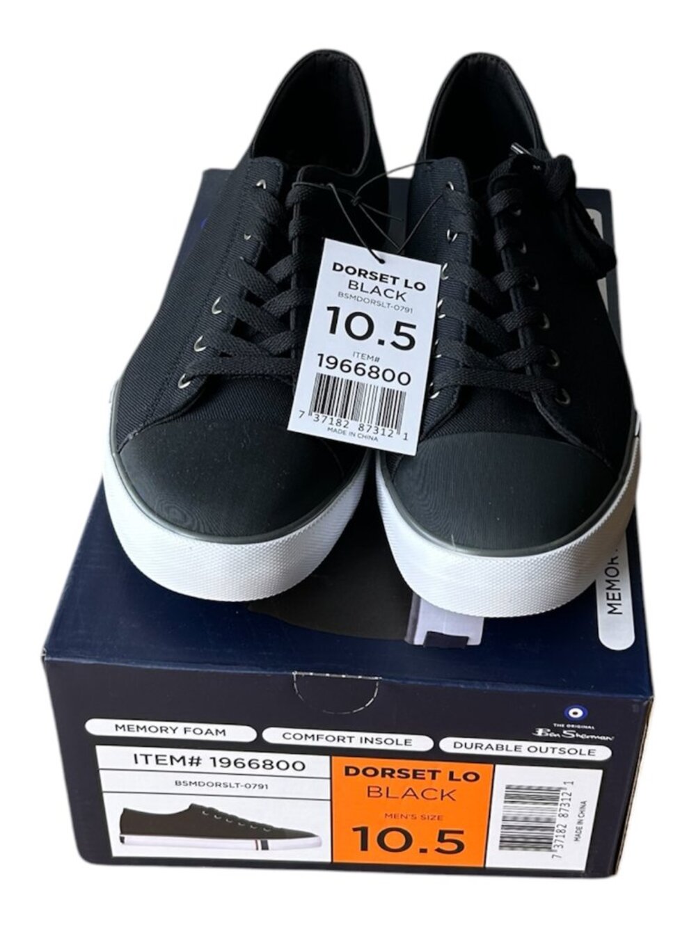 Ben Sherman Men's Canvas Shoe Memory Foam Black Size 10.5